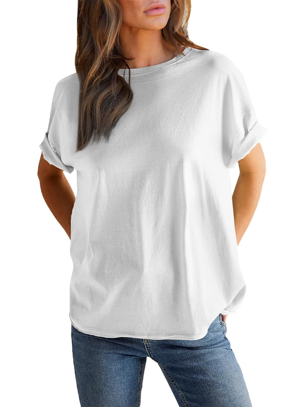 Women¡¯s Solid Color Round Neck Short Sleeve T-shirt (Buy 2 Free Shipping)