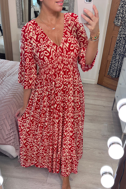 (🔥Hot Sale🔥60% OFF)👗 2025 Summer Casual Print V-neck Long Dress